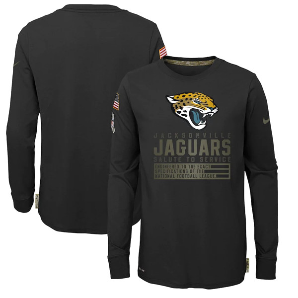 Youth Jacksonville Jaguars Black NFL 2020 Salute To Service Sideline Performance Long Sleeve T-Shirt Youth Jacksonville Jaguars Black NFL 2020 Salute To Service Sideline Performance Long Sleeve T-Shirt